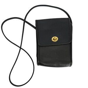 Vintage COACH Scooter Black Leather Brass Turn Lock Crossbody Shoulder Bag 90s